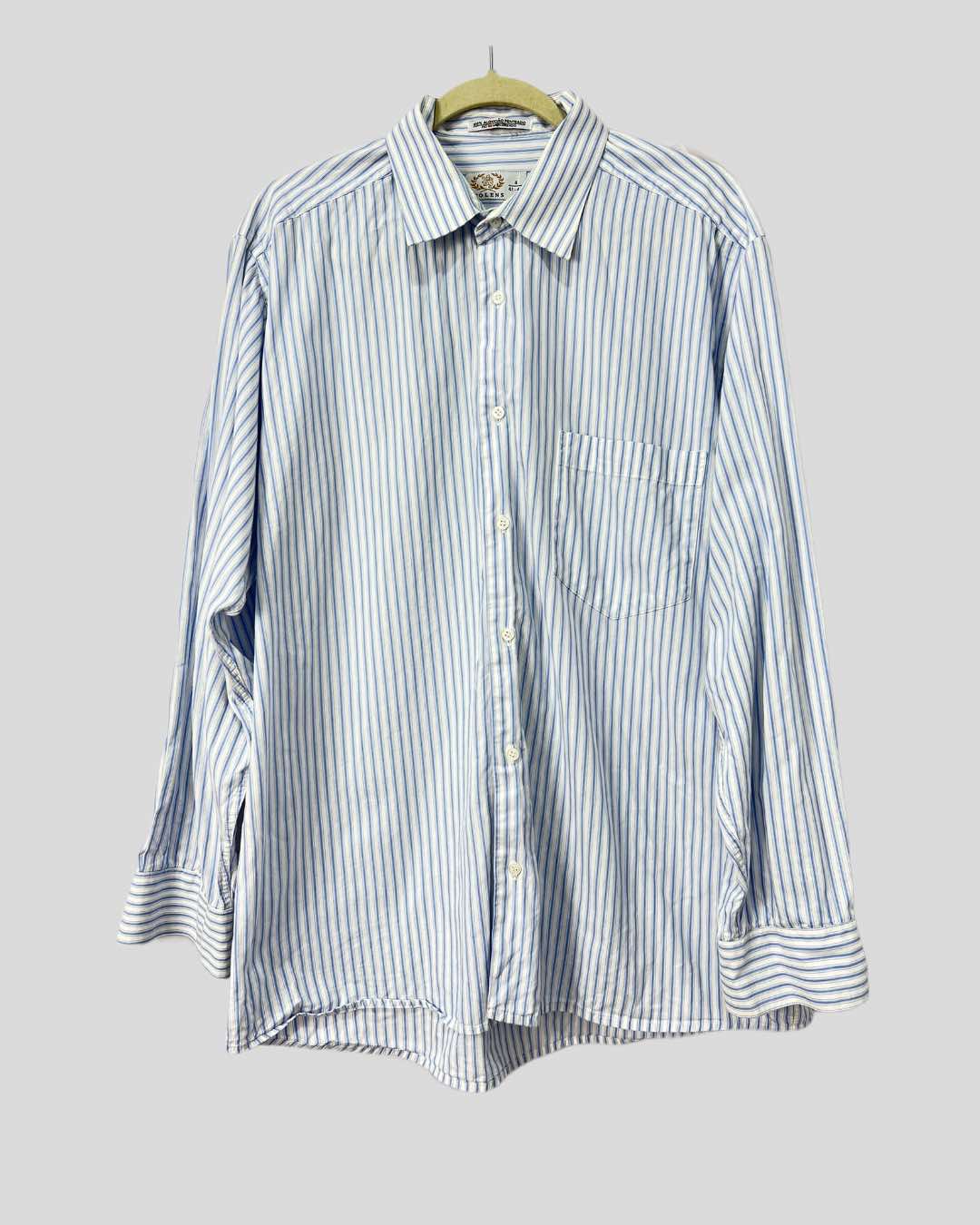 Camisa Wolens risca giz azul  - tam (G)