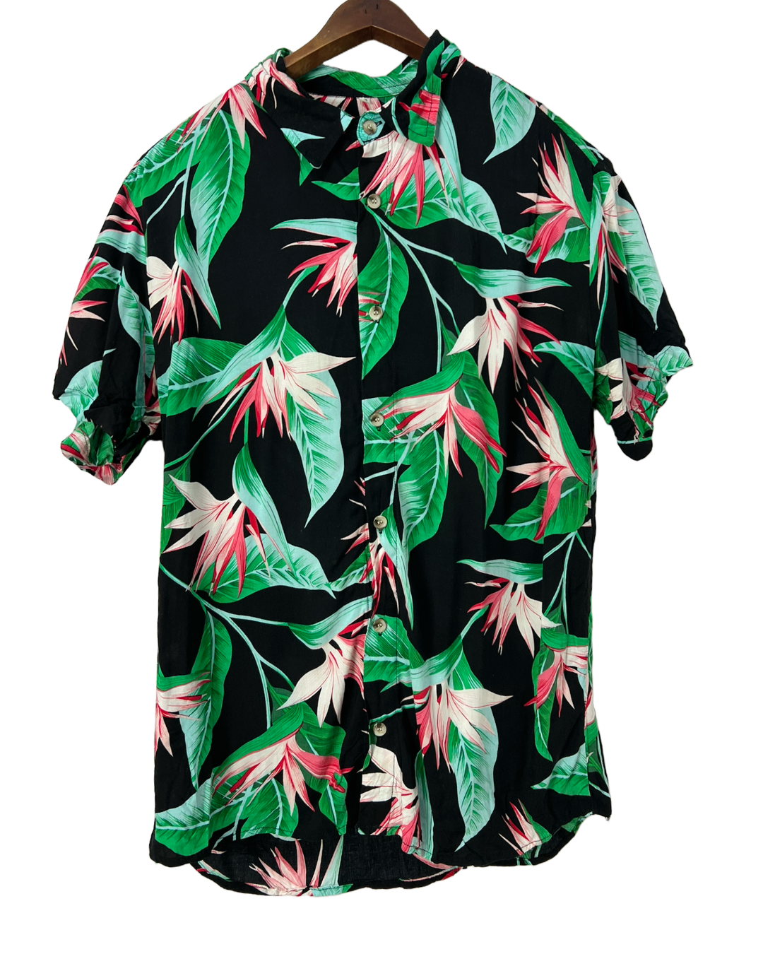 Camisa Preta Flores - tam (G)